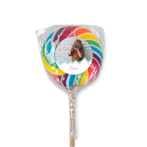 Bunter Lutscher mit Fotoaufkleber personalisiert - 6 Stk.