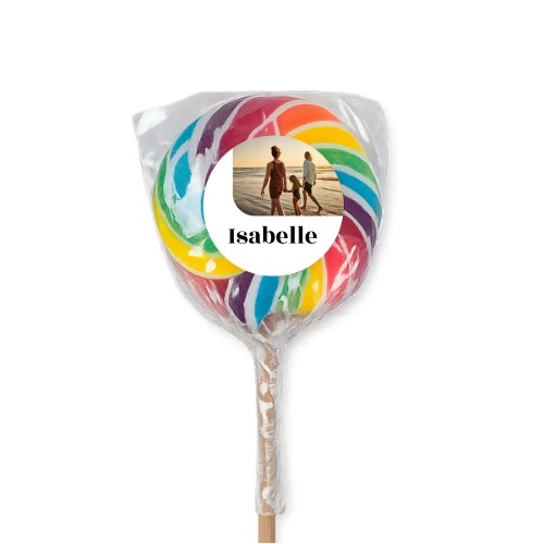 Bunter Lutscher mit Fotoaufkleber personalisiert - 6 Stk.