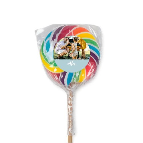 Bunter Lutscher mit Fotoaufkleber personalisiert - 6 Stk. Bunter Lutscher mit Fotoaufkleber personalisiert - 6 Stk.