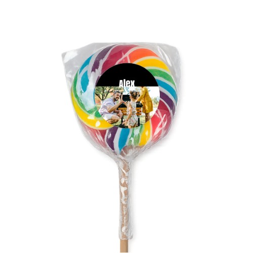 Bunter Lutscher mit Fotoaufkleber personalisiert - 6 Stk. Bunter Lutscher mit Fotoaufkleber personalisiert - 6 Stk.