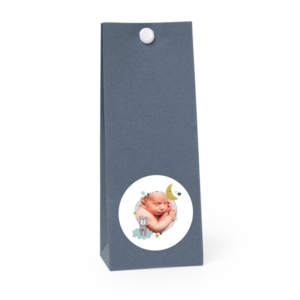 Party favours bag blue round 4cm
