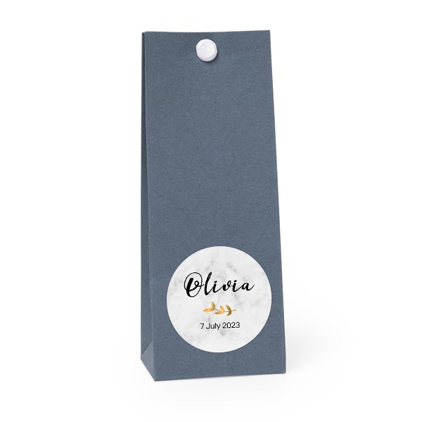 Presentpåse blå rund 4cm