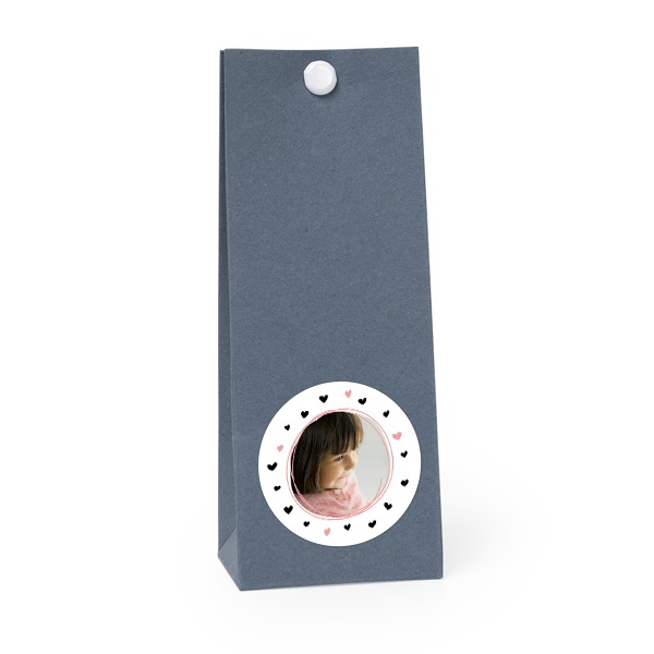 Party favours bag blue round 4cm