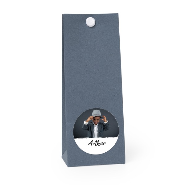 Party favours bag blue round 4cm