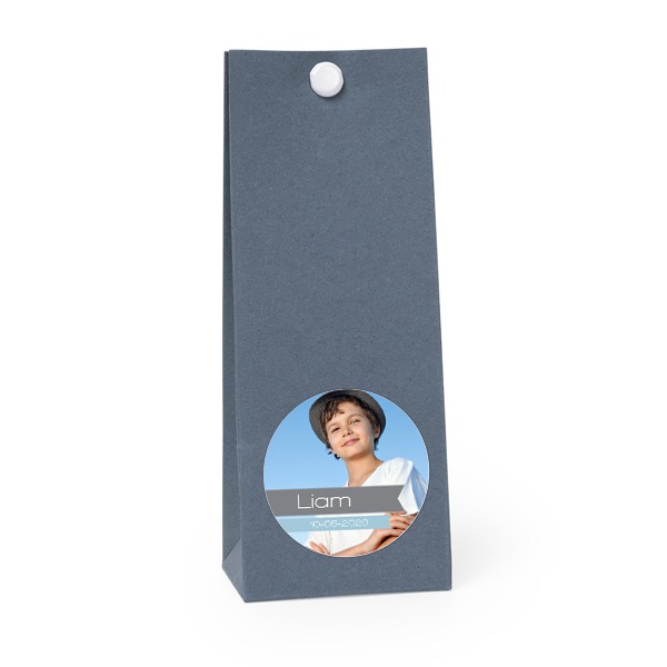 Party favours bag blue round 4cm