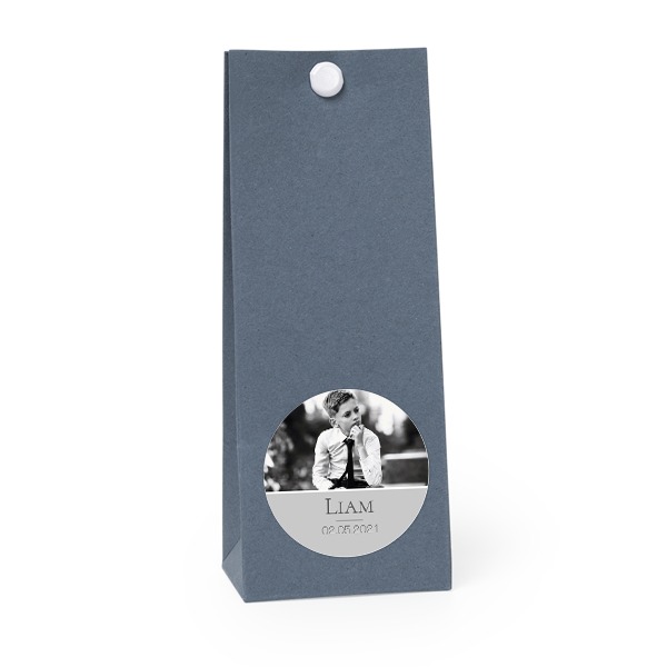 Party favours bag blue round 4cm