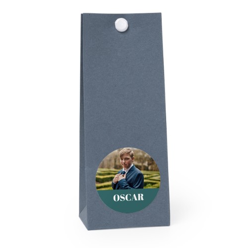 Presentpåse blå rund 4cm