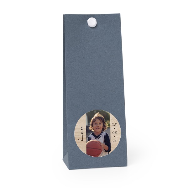 Party favours bag blue round 4cm