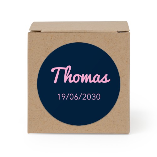 Gaveboks beige med rundt klistremerke - 24 stk