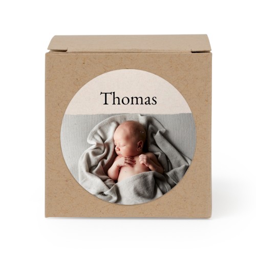 Boîte en papier naturel, sticker rond (lot de 24)