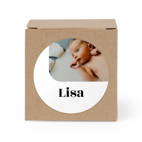 Partybox Braunes Kraftpapier mit Sticker rund - 24 Stk.