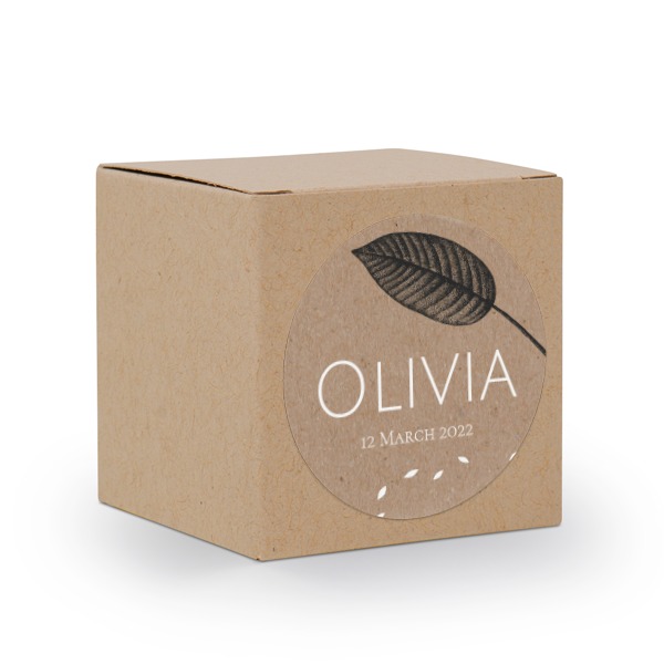 Boîte en papier naturel, sticker rond (lot de 24)