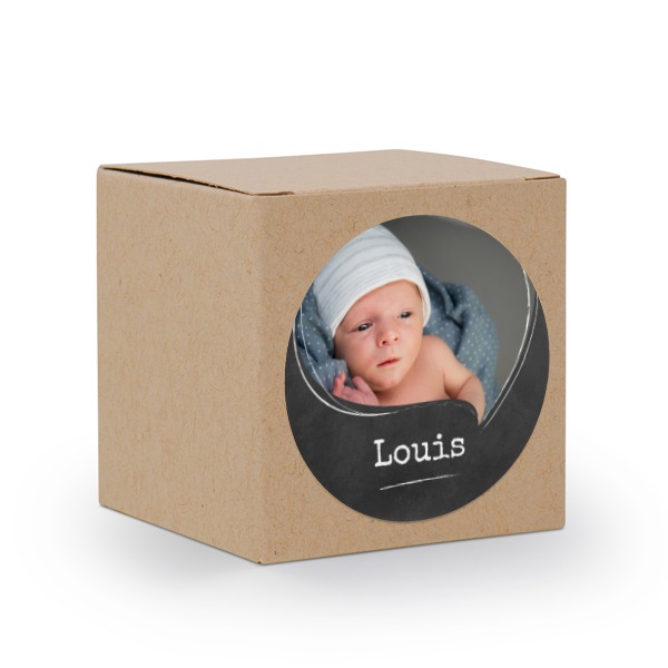 Presentask beige med runt klistermärke - 24 st