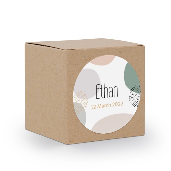 Boîte en papier naturel, sticker rond (lot de 24)