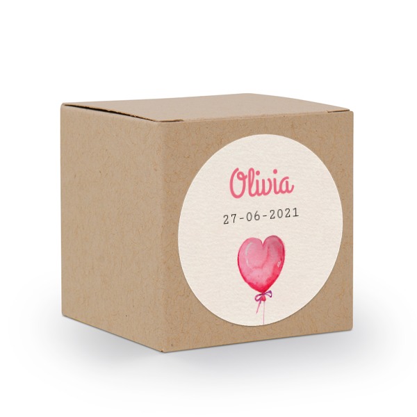 Presentask beige med runt klistermärke - 24 st