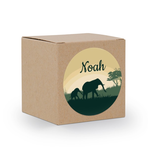 Boîte en papier naturel, sticker rond (lot de 24)