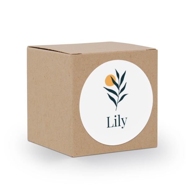 Boîte en papier naturel, sticker rond (lot de 24)