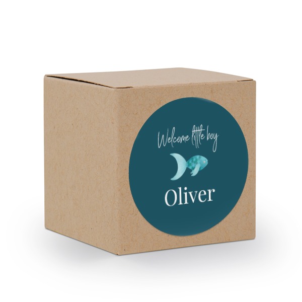 Boîte en papier naturel, sticker rond (lot de 24)