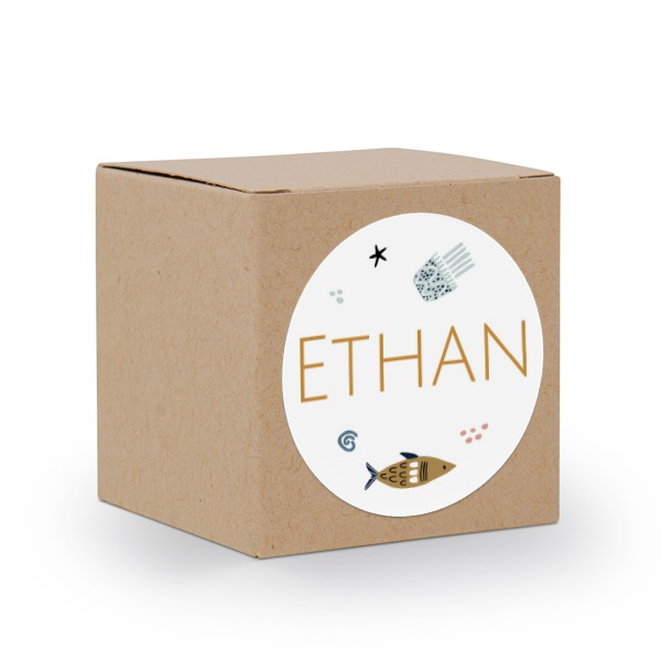 Gaveæske beige med rundt klistermærke - set of 24