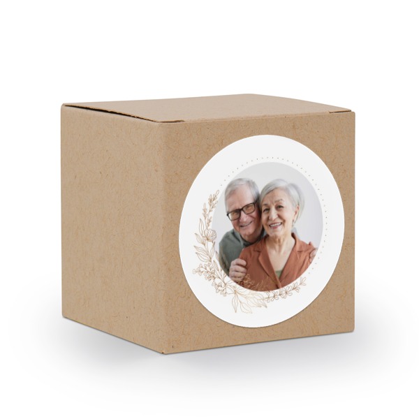 Cadeaudoos beige met ronde sticker - Set van 24