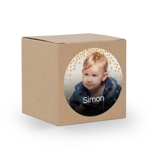 Cadeaudoos beige met ronde sticker - Set van 24