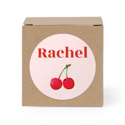 Presentask beige med runt klistermärke - 24 st