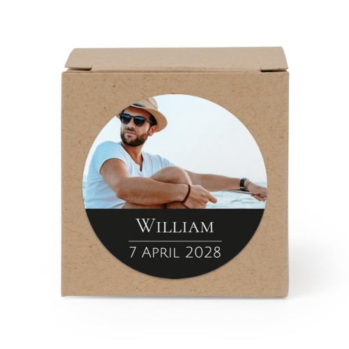 Presentask beige med runt klistermärke - 24 st