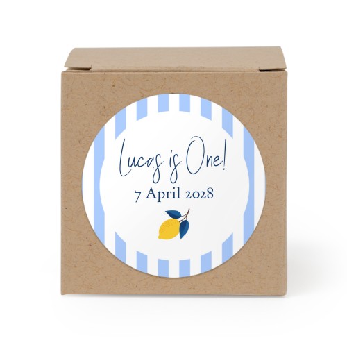 Doosjes voor bedankje beige met ronde sticker (set van 24)