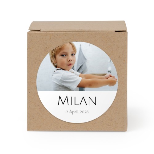 Presentask beige med runt klistermärke - 24 st