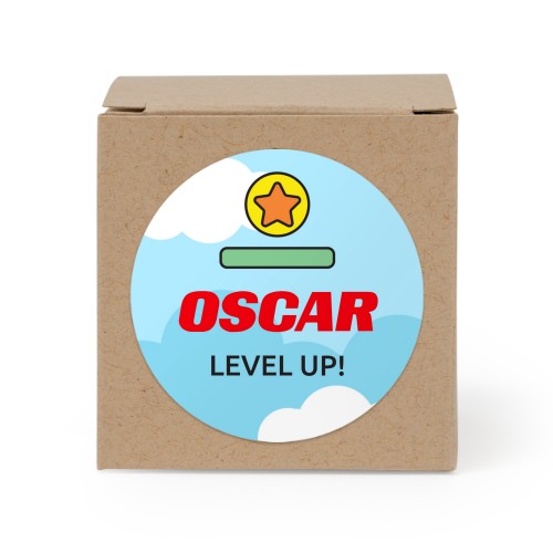 Doosjes voor bedankje beige met ronde sticker (set van 24)