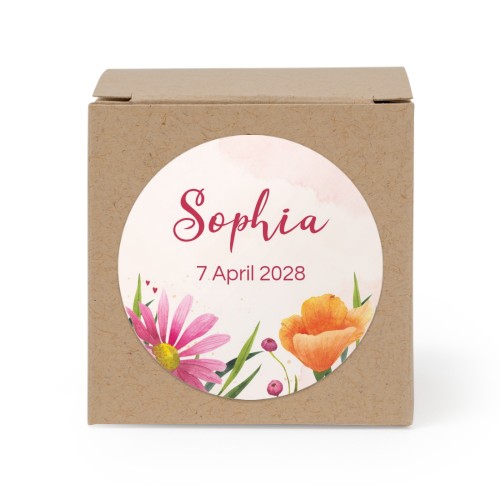 Cadeaudoos beige met ronde sticker - Set van 24