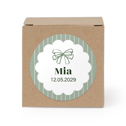 Partybox Braunes Kraftpapier mit Sticker rund - 24 Stk.