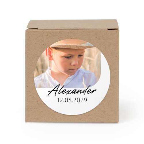 Gaveæske beige med rundt klistermærke - set of 24