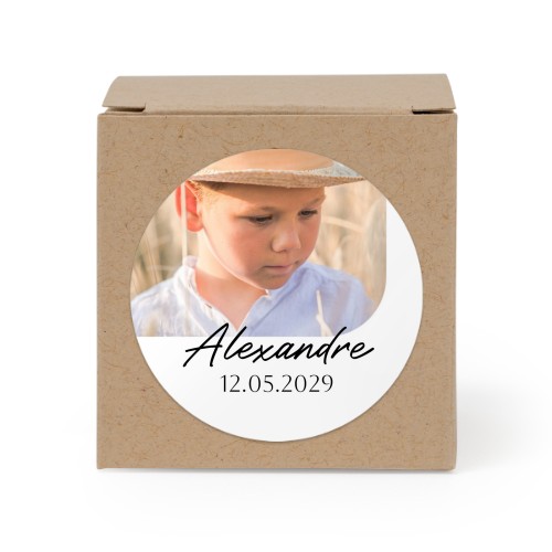 Boîte en papier naturel, sticker rond (lot de 24)