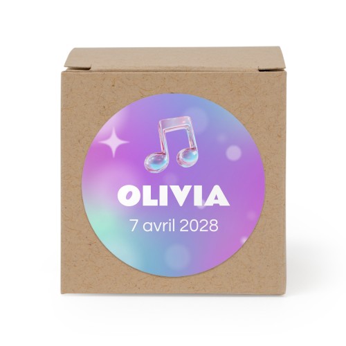 Boîte en papier naturel, sticker rond (lot de 24)