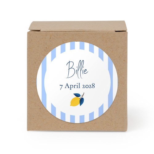 Presentask beige med runt klistermärke - 24 st