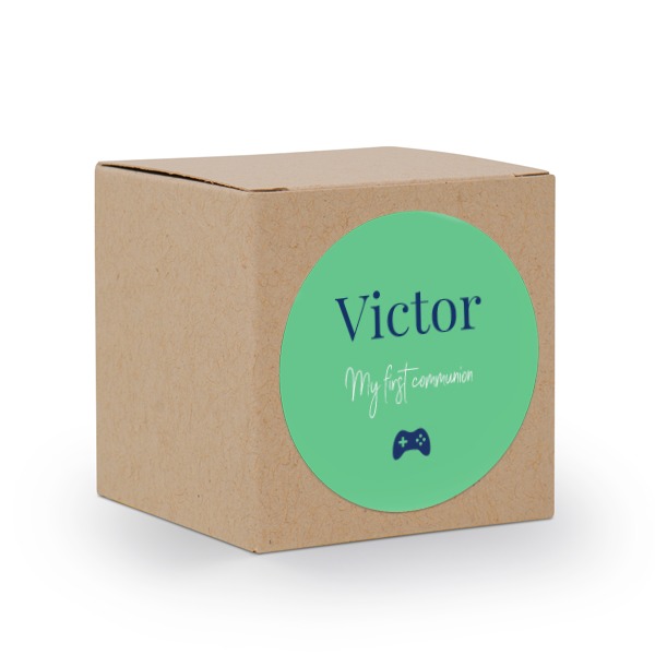 Cadeaudoos beige met ronde sticker - Set van 24