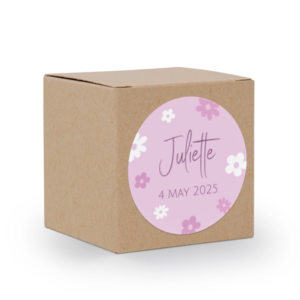 Cadeaudoos beige met ronde sticker - Set van 24