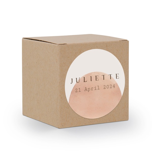 Gaveæske beige med rundt klistermærke - set of 24