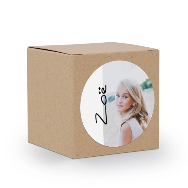 Doosjes voor bedankje beige met ronde sticker (set van 24)