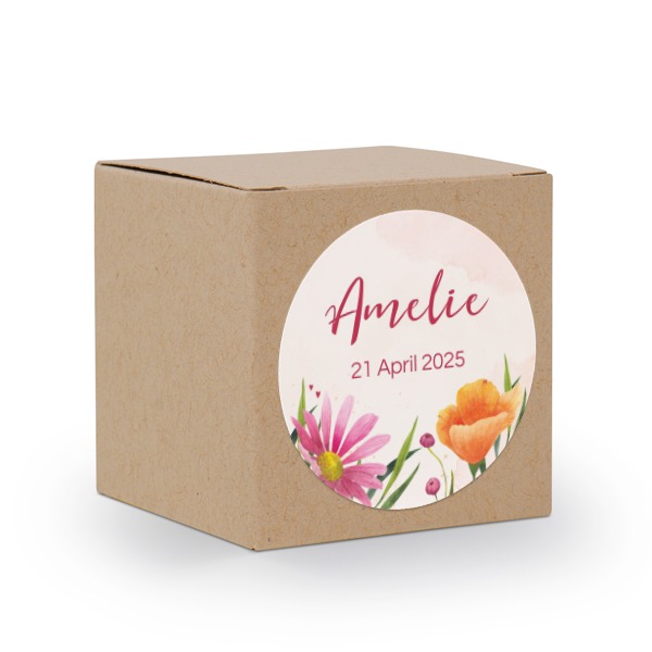 Gaveæske beige med rundt klistermærke - set of 24