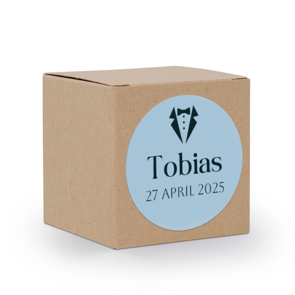 Gaveboks beige med rundt klistremerke - 24 stk