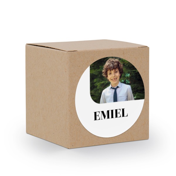 Doosjes voor bedankje beige met ronde sticker (set van 24)