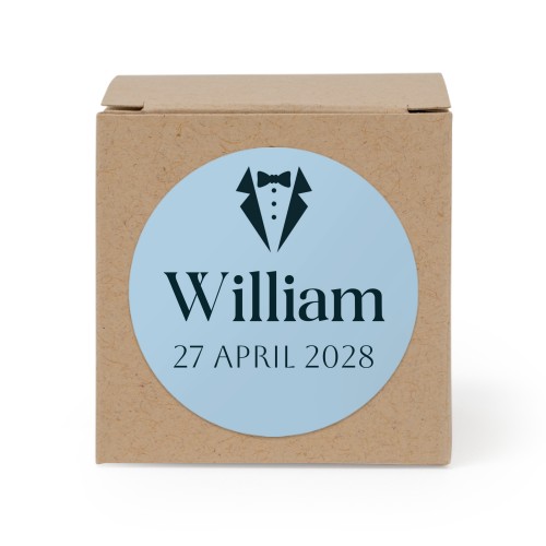 Presentask beige med runt klistermärke - 24 st