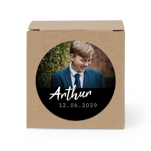 Gaveæske beige med rundt klistermærke - set of 24