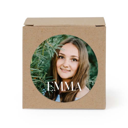 Gaveboks beige med rundt klistremerke - 24 stk