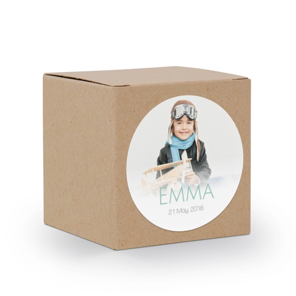 Boîte en papier naturel, sticker rond (lot de 24)