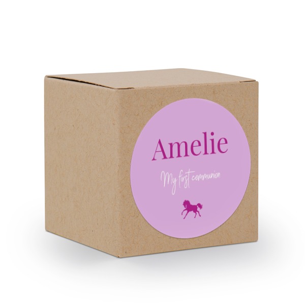 Doosjes voor bedankje beige met ronde sticker (set van 24)
