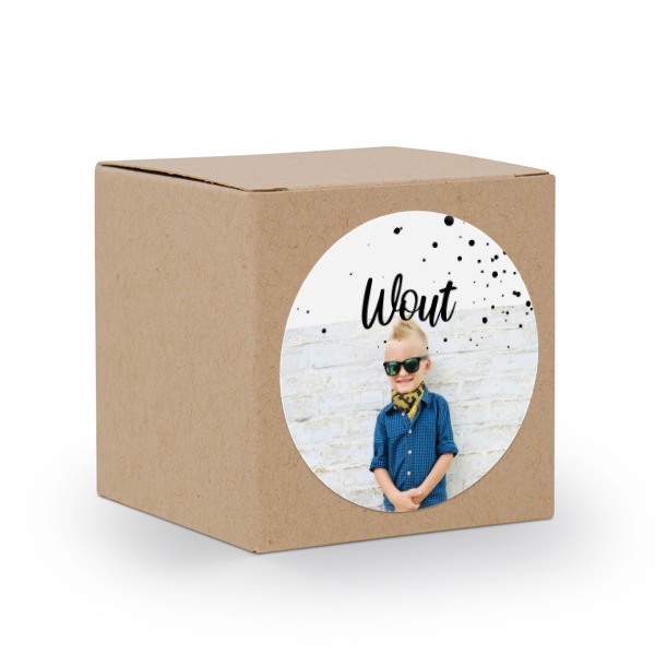 Cadeaudoos beige met ronde sticker - Set van 24