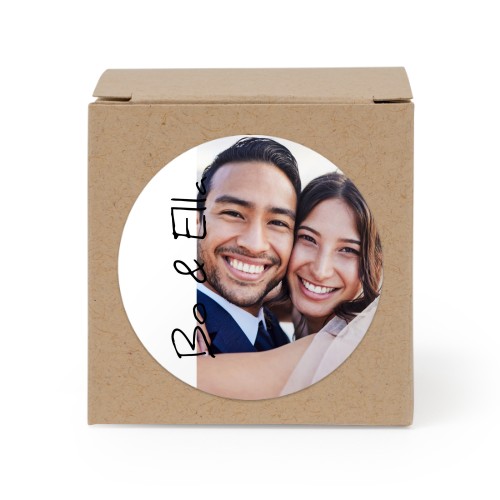 Doosjes voor bedankje beige met ronde sticker (set van 24)